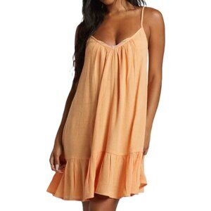 BILLABONG Beach Vibes Orange Solid Tank Dress Cover Up Womens Medium